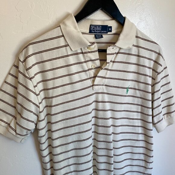 Polo Ralph Lauren Cream Striped Polo Shirt - Picture 2 of 7